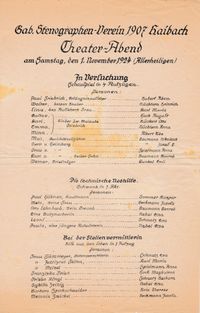 Gab. Stenographen- Verein 1907, Haibach, Theaterabend 01.11.1924.